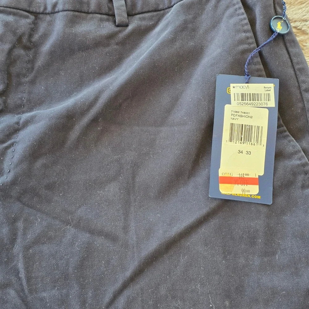 Polo Ralph Lauren Mens Navy Blue Chino Pants Stretch Cotton 34x33 PDFASHION2 New